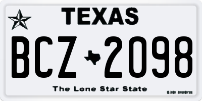 TX license plate BCZ2098