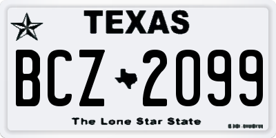 TX license plate BCZ2099