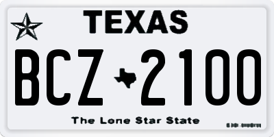 TX license plate BCZ2100