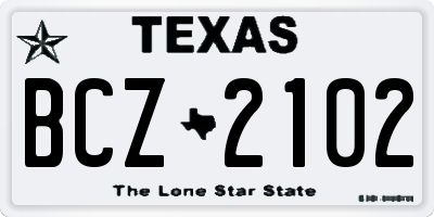 TX license plate BCZ2102