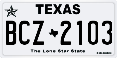 TX license plate BCZ2103