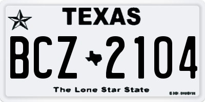 TX license plate BCZ2104