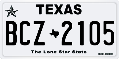 TX license plate BCZ2105