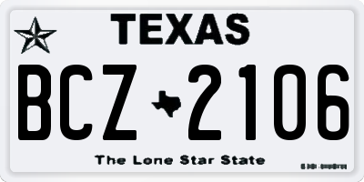 TX license plate BCZ2106