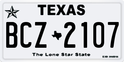 TX license plate BCZ2107