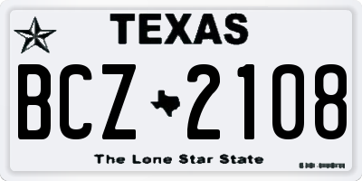 TX license plate BCZ2108