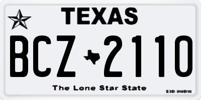 TX license plate BCZ2110