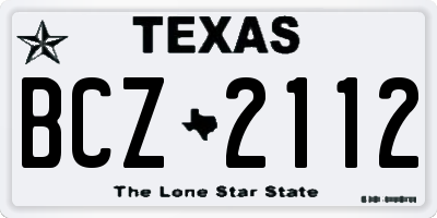TX license plate BCZ2112
