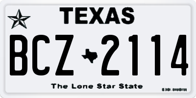 TX license plate BCZ2114