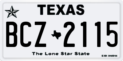TX license plate BCZ2115