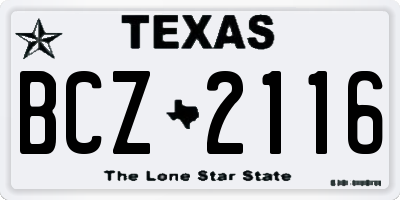 TX license plate BCZ2116