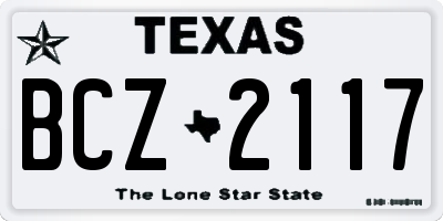 TX license plate BCZ2117