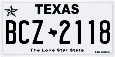 TX license plate BCZ2118