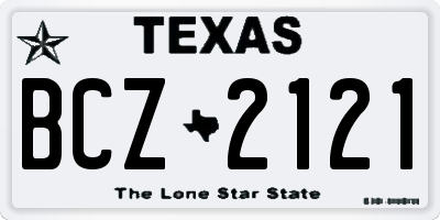 TX license plate BCZ2121
