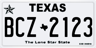 TX license plate BCZ2123