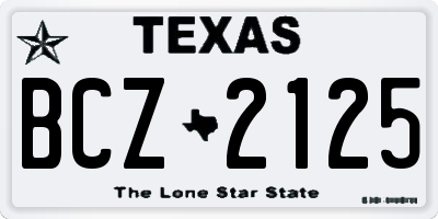 TX license plate BCZ2125