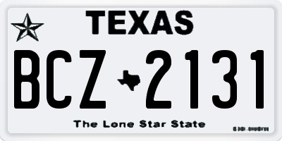 TX license plate BCZ2131