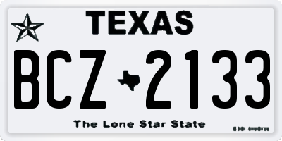 TX license plate BCZ2133
