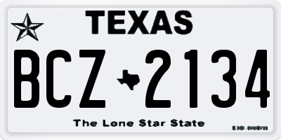 TX license plate BCZ2134