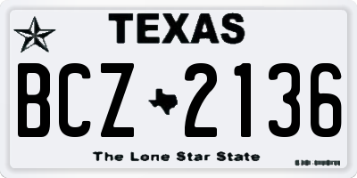 TX license plate BCZ2136