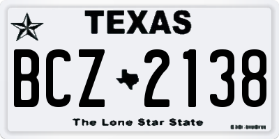 TX license plate BCZ2138