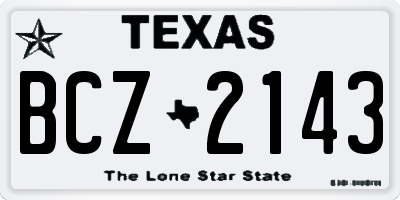 TX license plate BCZ2143