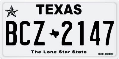 TX license plate BCZ2147