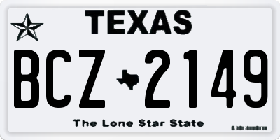TX license plate BCZ2149