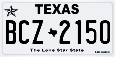TX license plate BCZ2150