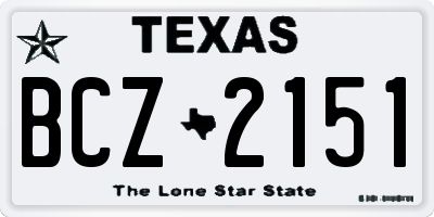 TX license plate BCZ2151