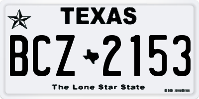 TX license plate BCZ2153