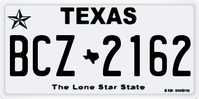 TX license plate BCZ2162