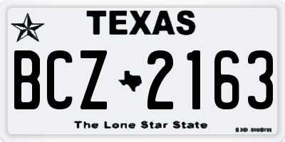 TX license plate BCZ2163