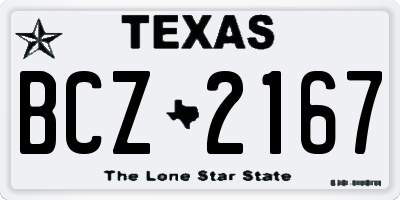 TX license plate BCZ2167