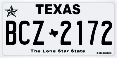 TX license plate BCZ2172