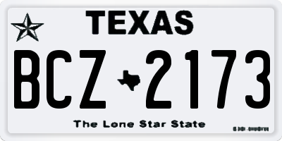 TX license plate BCZ2173
