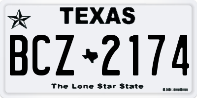 TX license plate BCZ2174