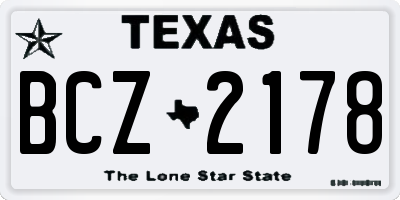 TX license plate BCZ2178