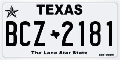 TX license plate BCZ2181
