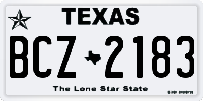 TX license plate BCZ2183