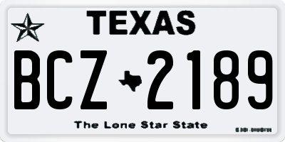 TX license plate BCZ2189