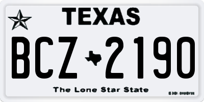 TX license plate BCZ2190
