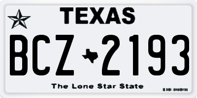 TX license plate BCZ2193