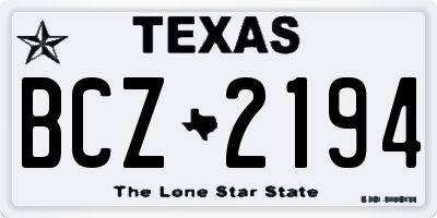 TX license plate BCZ2194