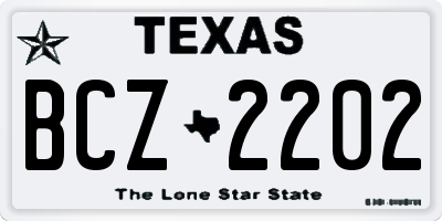TX license plate BCZ2202