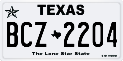 TX license plate BCZ2204