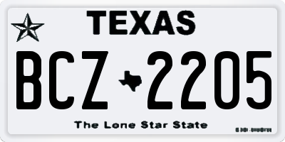 TX license plate BCZ2205