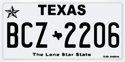 TX license plate BCZ2206
