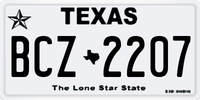 TX license plate BCZ2207