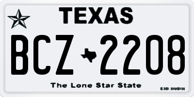 TX license plate BCZ2208